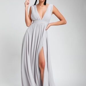 Lulus Heavenly Hues Light Grey Maxi Dress - Size S